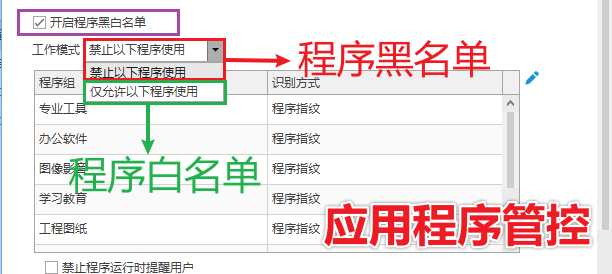 什么是统一终端安全管理平台?一款企业级批量布设的工具推荐,30s了解!(图5) 程序黑名单、白名单.png