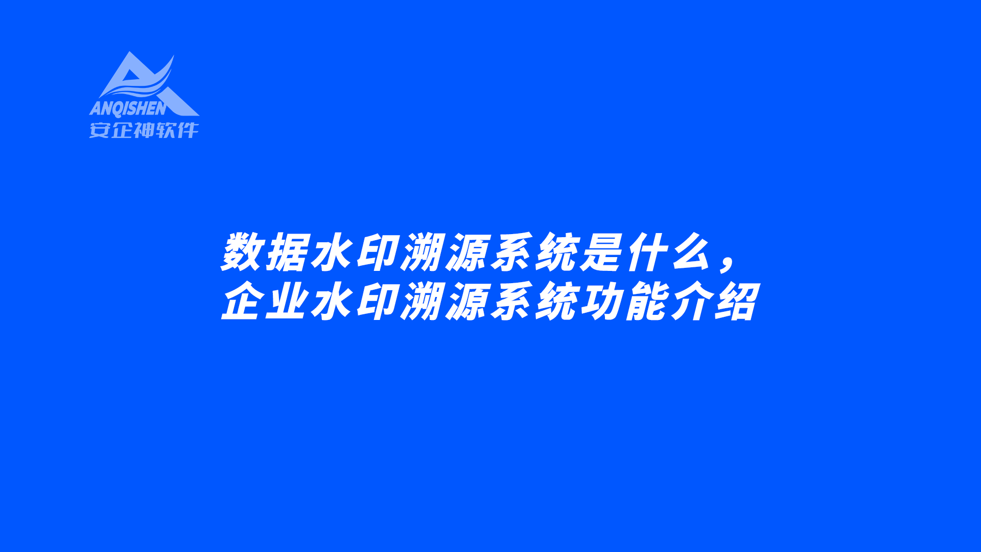 数据水印溯源系统是什么，企业水印溯源系统功能介绍